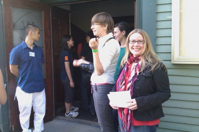 Anvil Press author Jennica Harper leading Tour B of BCAMP's Main Street Magazine Tour